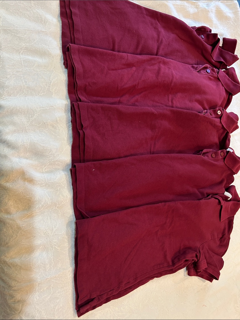 5 Kids Burgundy Polo Shirts- Classic School Tops